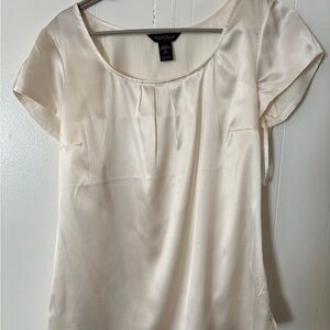 White House Black Market Ivory Silk Blouse